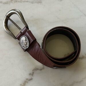 Republique Franchise Genuine Leather Coin Belt With Silver Accents Size S.